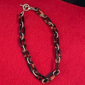 Ralph Lauren Tortoise Shell Necklace w/ Woven Gold Accents 18”
